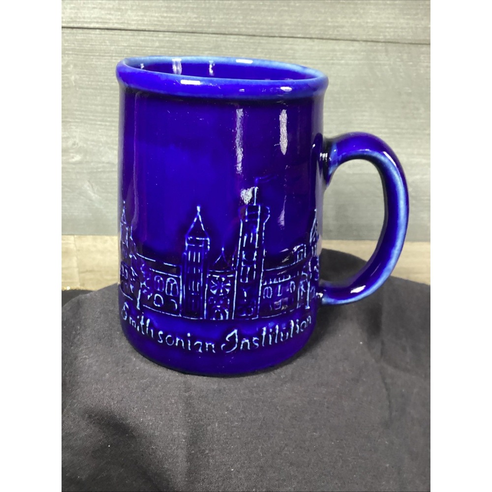 Vintage Smithsonian Institute Cobalt Blue Bennington Pottery Coffee Mug Vermont